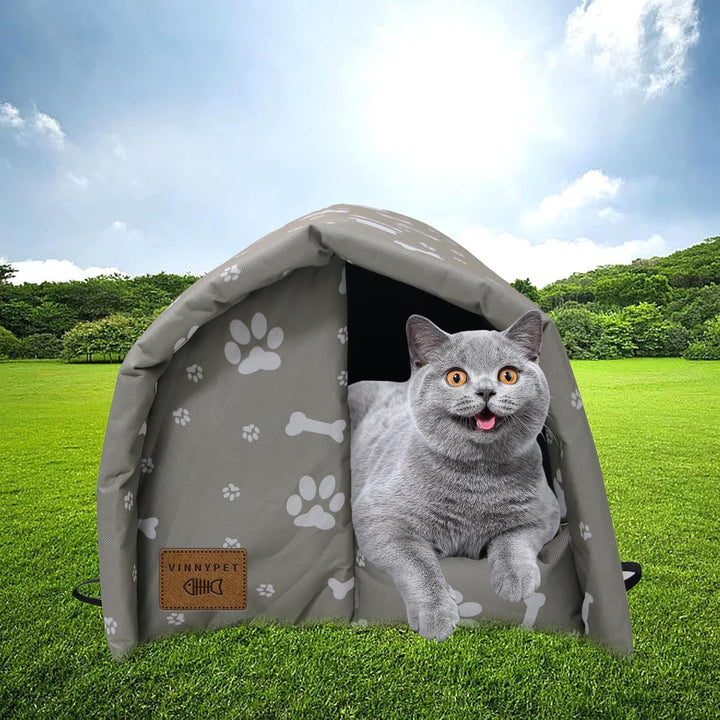 Katzenhaus Für Draussen Winterfest Wasserdicht Und Warm Faltbare Katzenhöhle mit Plüschkissen Weich