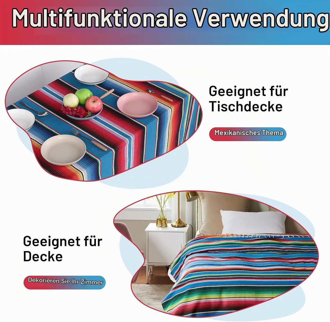 Mexikanische Decke, Sarape Picknick, Tischdecke, warme Decke, Yoga-Stange, 120 x 180 cm
