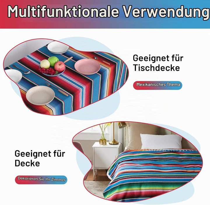 Mexikanische Decke, Sarape Picknick, Tischdecke, warme Decke, Yoga-Stange, 120 x 180 cm