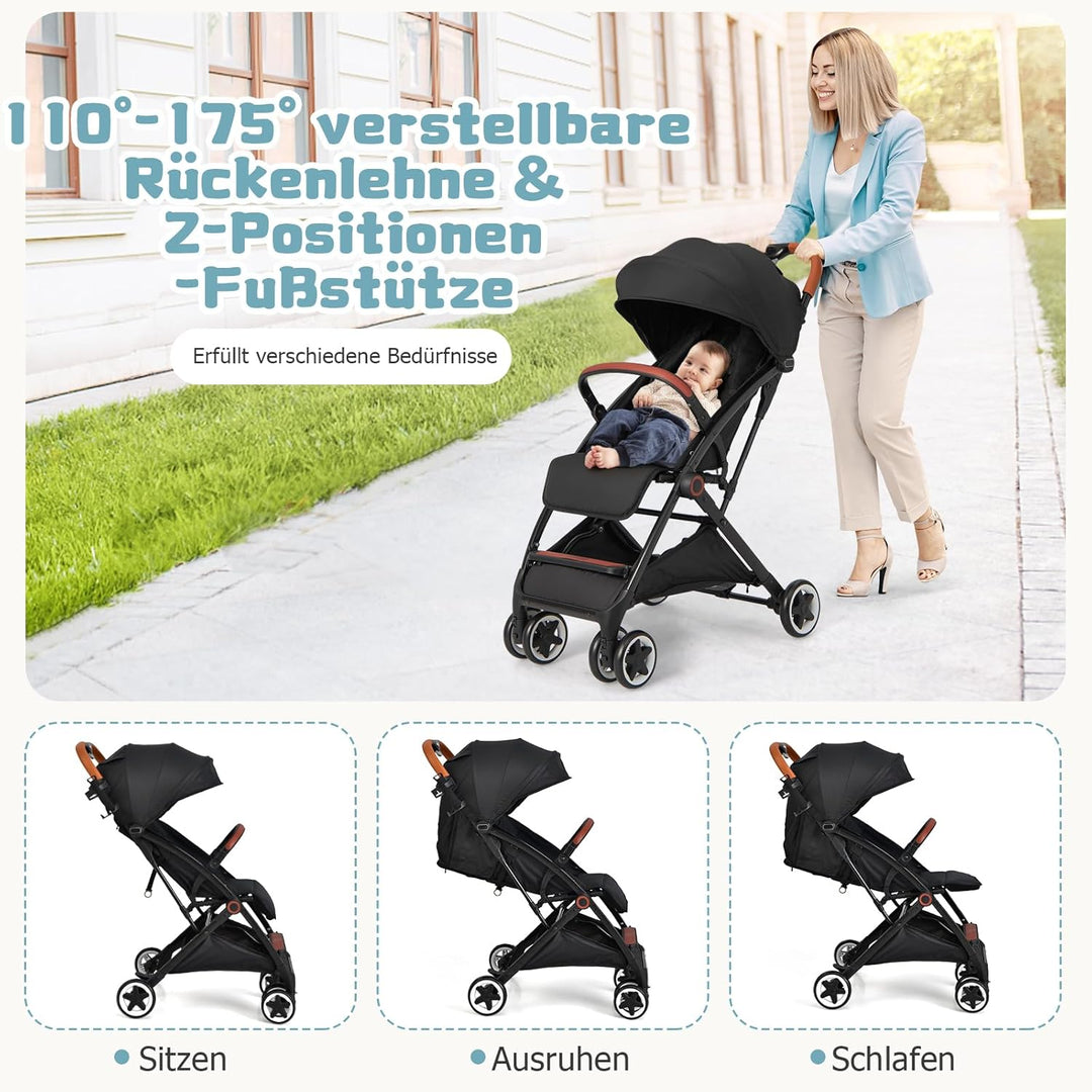 DREAMADE Klappbarer Kinderwagen, Buggy mit stufenlos verstellbarer Rückenlehne, Stroller mit Moskito