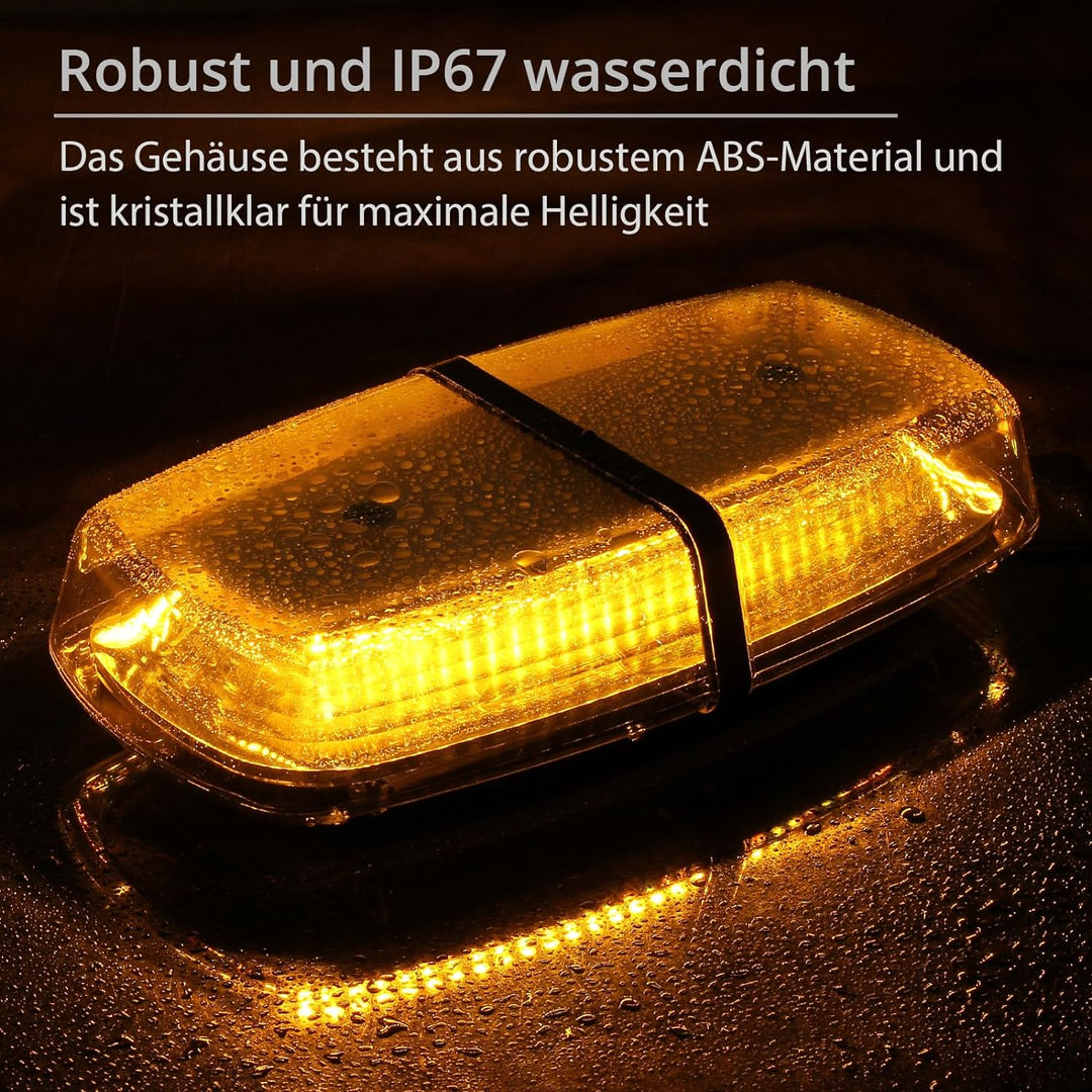 PROZOR 72LED Notfall Warnblitzlicht mit E-Mark, 18W 12V/24V Rundumleuchte IP67 Wasserdicht 8 Blitzmo