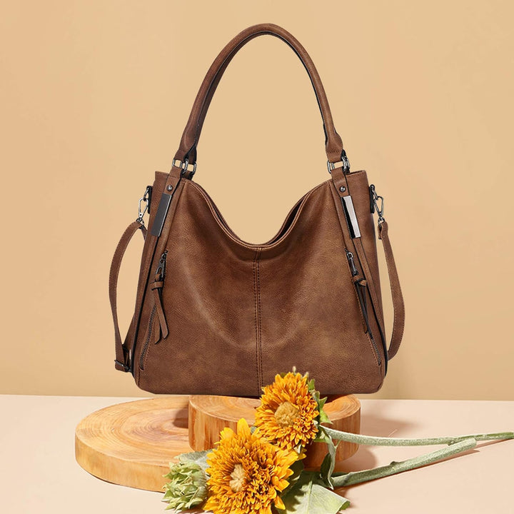 NICOLE &amp; DORIS Handtasche Damen Umhängetasche Weiche Leder Taschen Gross Schultertasche Retro Henkel