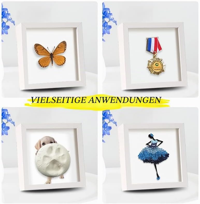 sunmeg 2Pcs 3D Bilderrahmen zum Befüllen 14 x 14cm Bilderrahmen Tief 3D Objektrahmen Hölzern bis 3cm