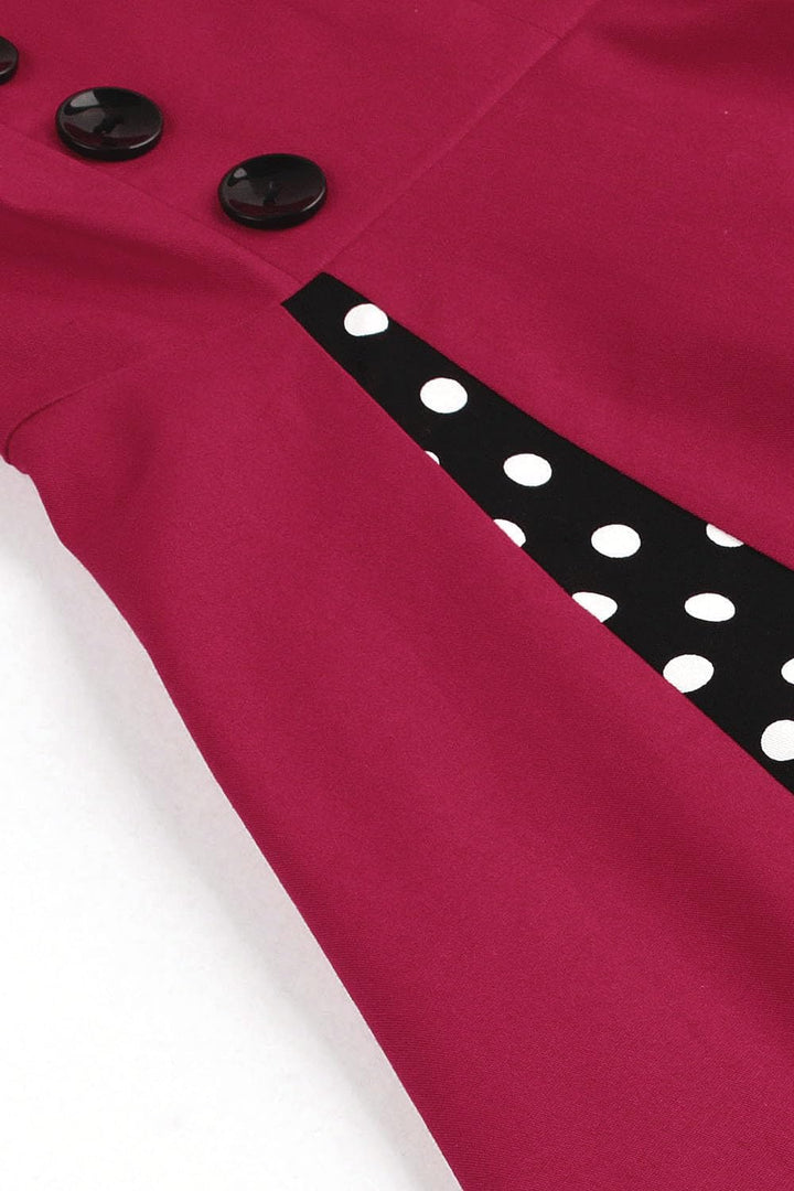 Axoe Damen 50er Jahre Kleider mit Gepunkte Rockabilly XXL Weinrot, XXL Weinrot