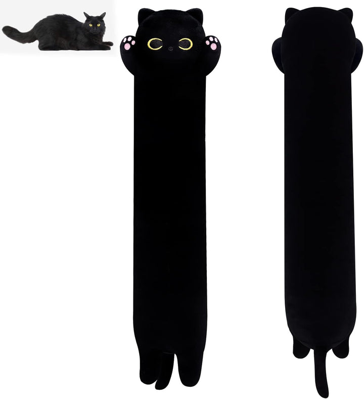 MUFEIRUO Lange Katze Kuscheltier Katzen Plüsch, Stofftiere Katzen Schwarze Plüsch Kissen, Stofftier