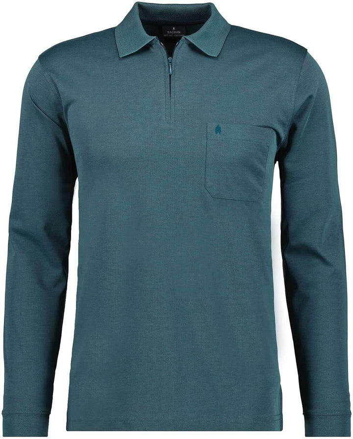 RAGMAN Herren Softknit-Polo Fineliner, Langarm XXL Grün, XXL Grün