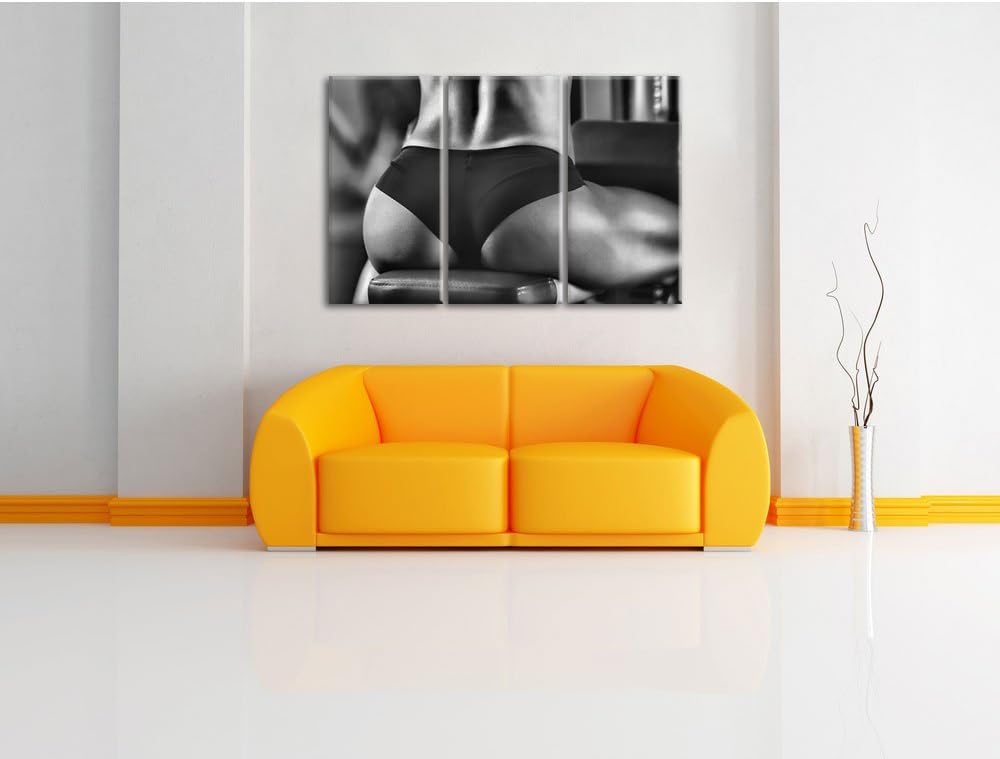 Pixxprint Frauenkörper von hinten als Leinwandbild/Grösse: 3 Teilig (120x80 cm) cm/Wandbild/Kunstdru