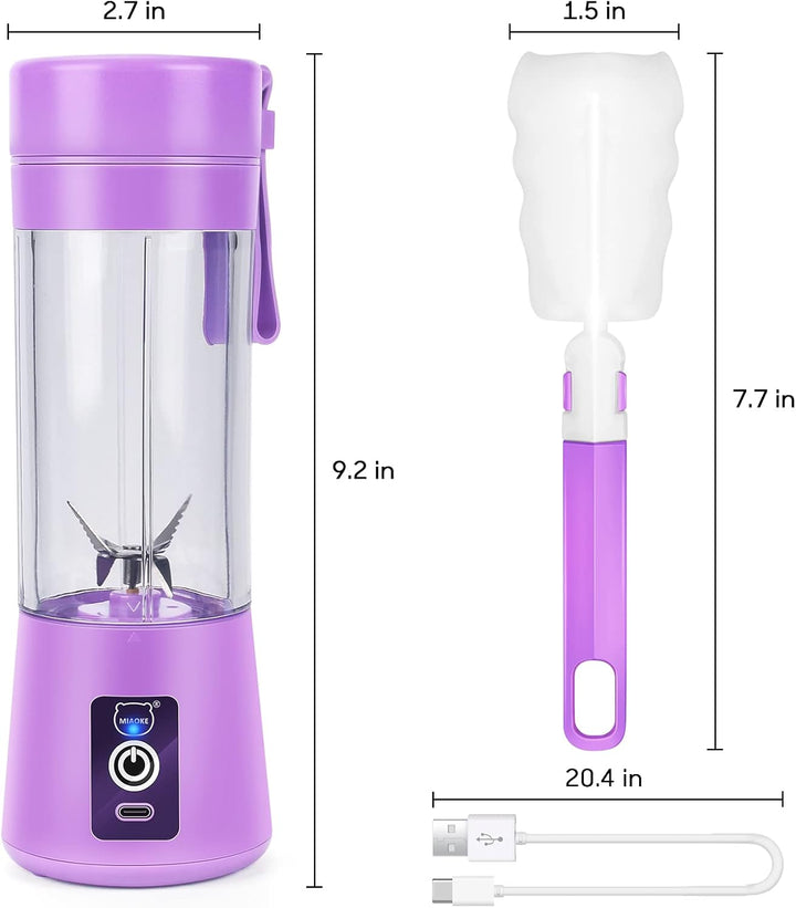 MIAOKE Tragbarer Mixer, Persönlicher Mini-Saftmixer mit Sechs Klingen in 3D, über USB aufladbar, Ent