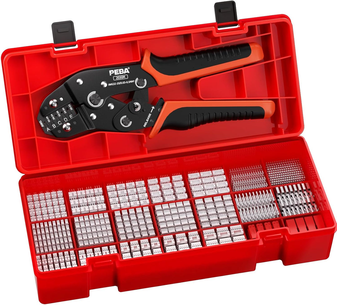 PEBA Premium Crimpzangen Set inkl. 24 Stile JST-PH 2.0mm Steckverbinder und JST-SYP Stecker - Profi