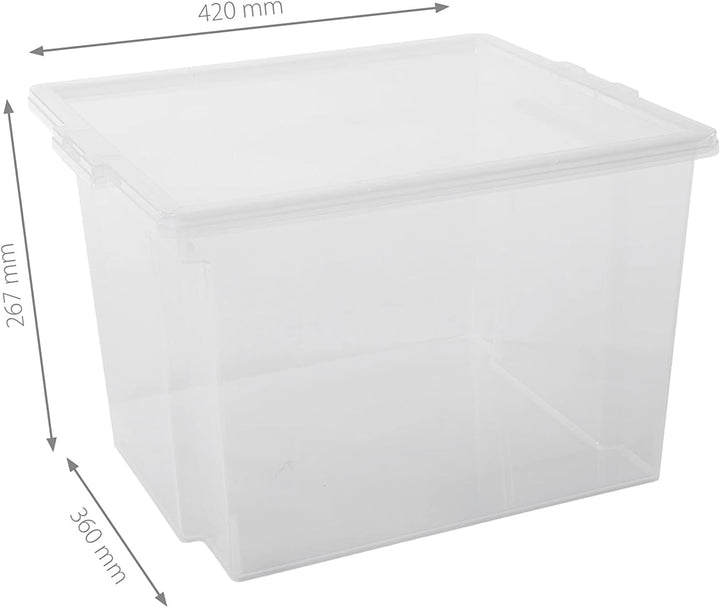Iris Ohyama, 3er-Set, Aufbewahrungsboxen, 30 L, mit Deckel, stapelbar, Garage, Schlafzimmer, Wohnzim