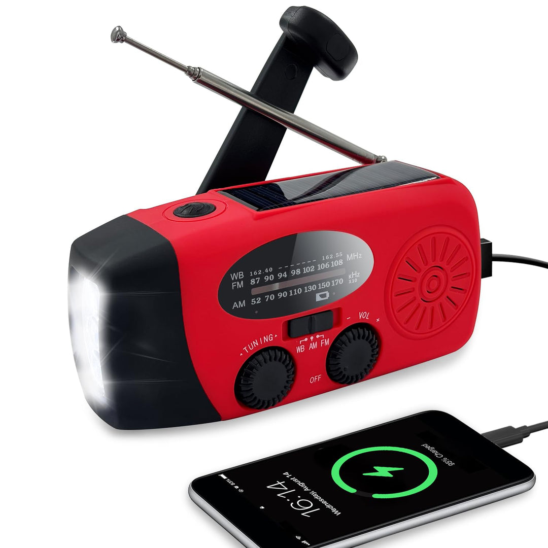 Notfall-Wetterradio AM/FM/NOAA mit 2000 mAh Red, Red