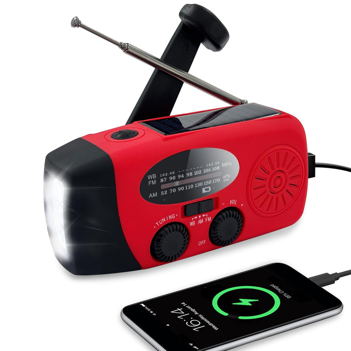 Notfall-Wetterradio AM/FM/NOAA mit 2000 mAh Red, Red