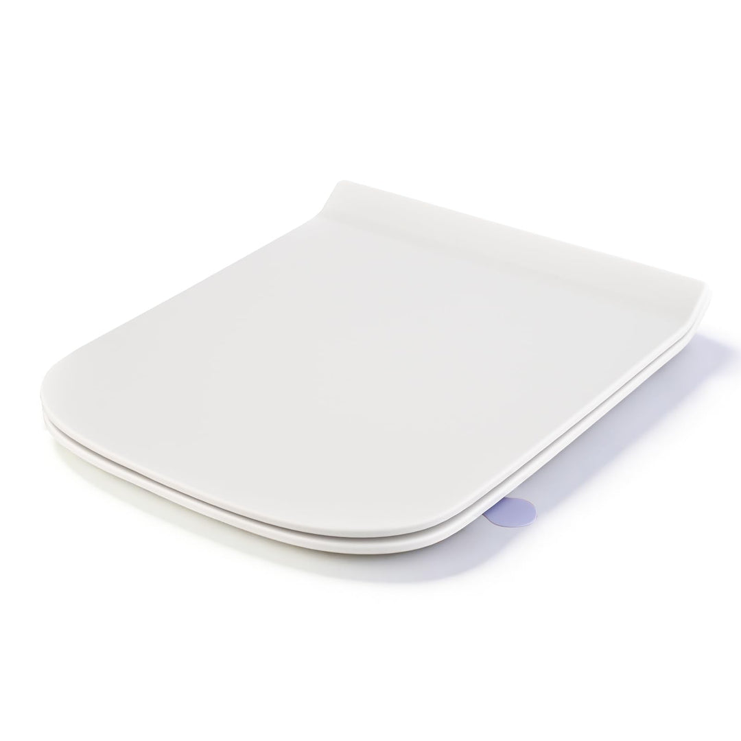 Toilettendeckel mit Absenkautomatik Eckig Form, Slim Klodeckel Duroplast, WC-Sitz mit Schnellverschl