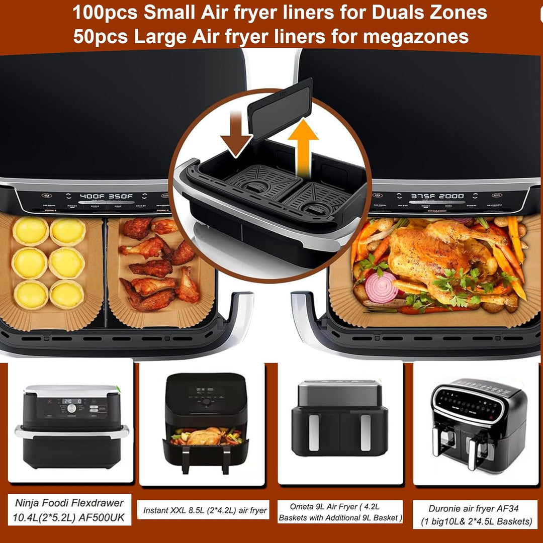 150pcs Airfryer Backpapier für Ninja Flex Drawer Dual Zone AF500EU AF500EUCP 10,4L, Auch kompatibel