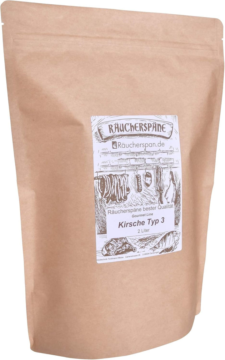 Räucherspan.de - Räucherchips aus Kirsch-Holz 2 L- feine Späne 0,3-1 mm Sparbrand geeignet Kirsche -