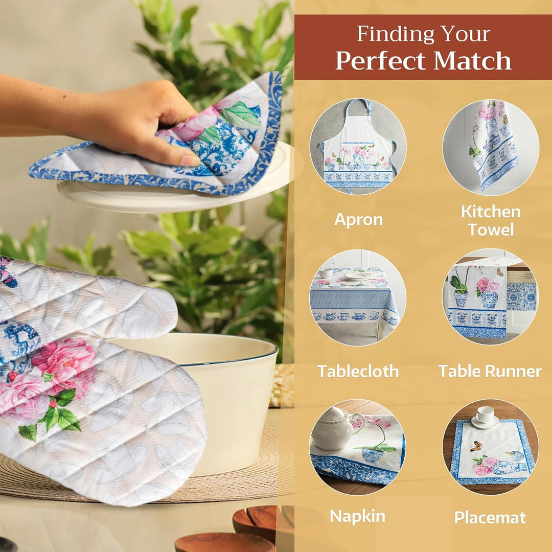 Maison d' Hermine Topflappen 100% Baumwolle hitzebeständig Set mit 2 Topflappen (20cm x 20cm) Hot Pa