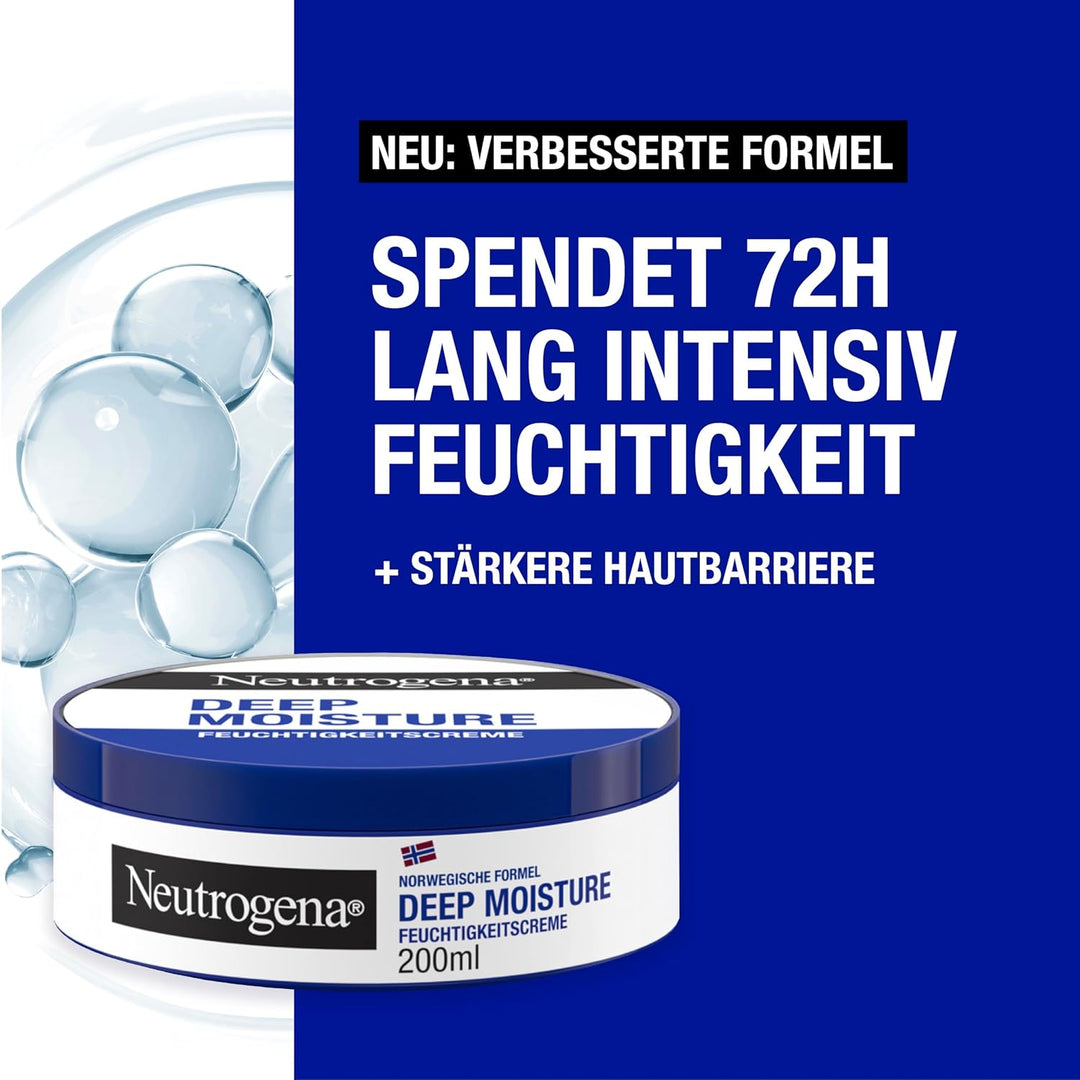 Neutrogena Deep Moisture Körpercreme 6x200 ml, nicht fettende Feuchtigkeitscreme mit 10 Prozent Glyc