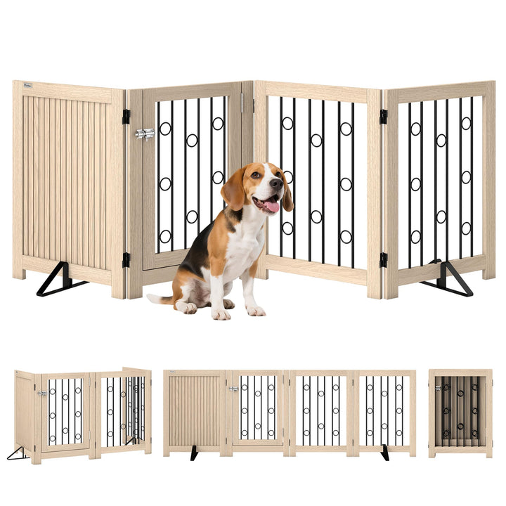 PawHut Absperrgitter Hund Freistehendes Schutzgitter, HxB: 70 x 205 cm Faltbares Hundegitter mit 2 S