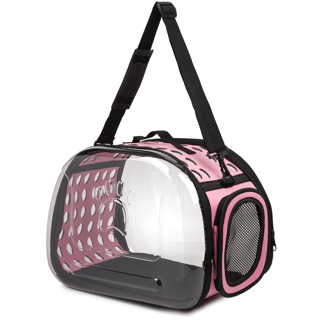 Durchsichtiger Haustiertransporter - Tragetasche für Reisen S/L transportbox Reisebox für Tiere (Ros