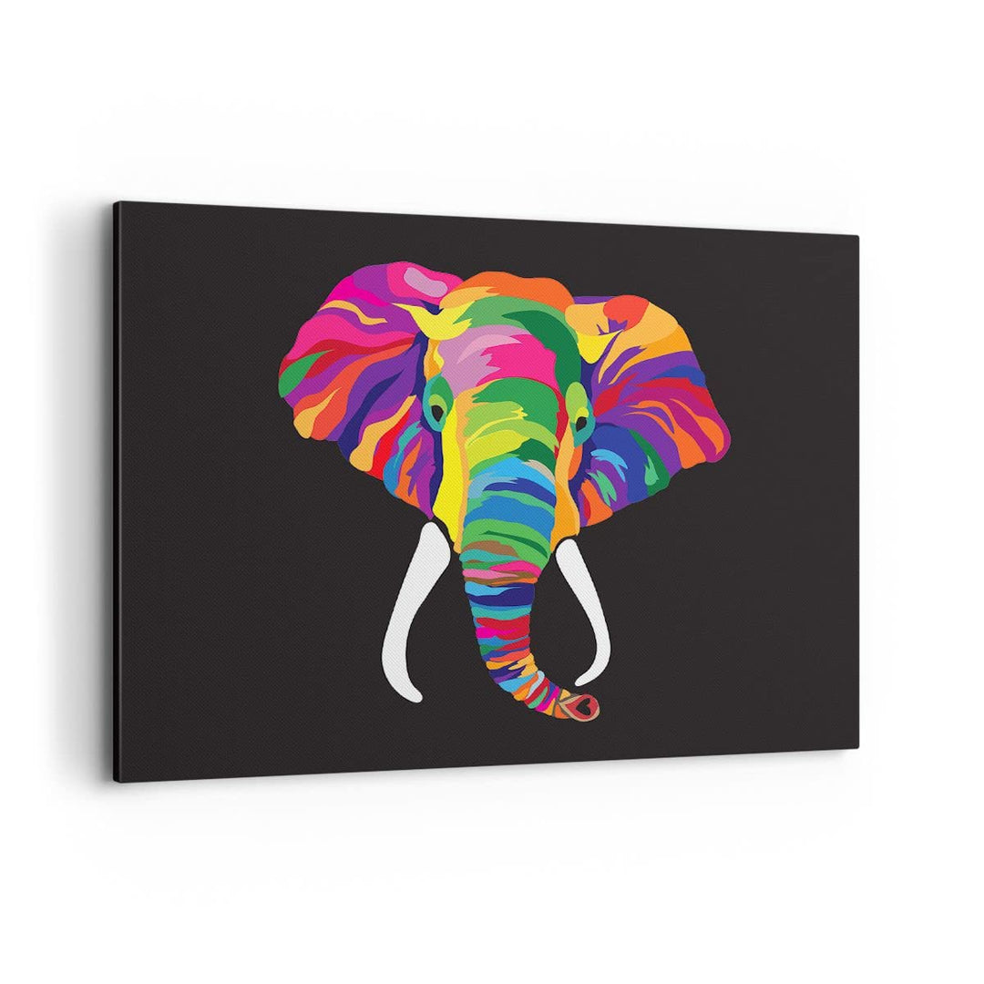 ARTTOR Bilder auf Leinwand 100x70cm Leinwandbild Elefant spass bunt tier Gross Wanddeko Bild Schlafz