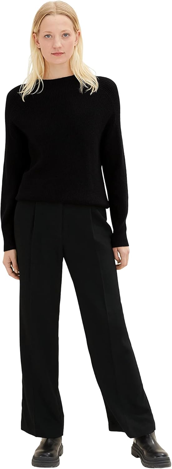 TOM TAILOR Damen Lea Striaght Fit Hose 32W / 32L 14482 - Deep Black, 32W / 32L 14482 - Deep Black