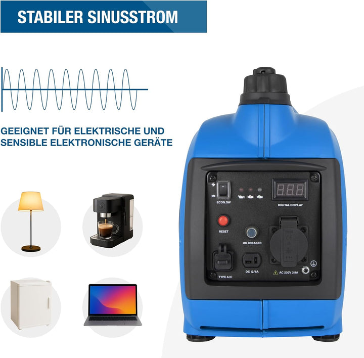 HYUNDAI Inverter Stromgenerator HY1000Si D, mobiler Notstrom-Generator, Notstromaggregat, 1 kW Strom