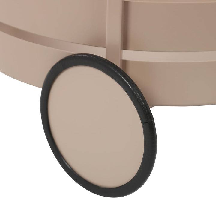 2-Stöckig Rund Servierwagen mit 2 Räder, Ladekapazität Jeder Stufe 10kg, 40x40x61m, Teewagen für Mei