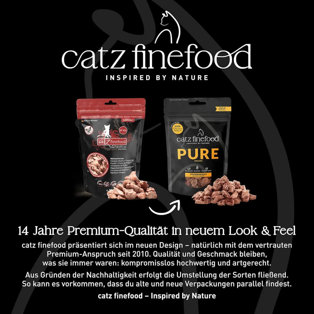 Catz finefood Purrrrly No. 103 Hühnerherzen, gefriergetrockneter Katzensnack/ Katzenleckerli, 6er Pa