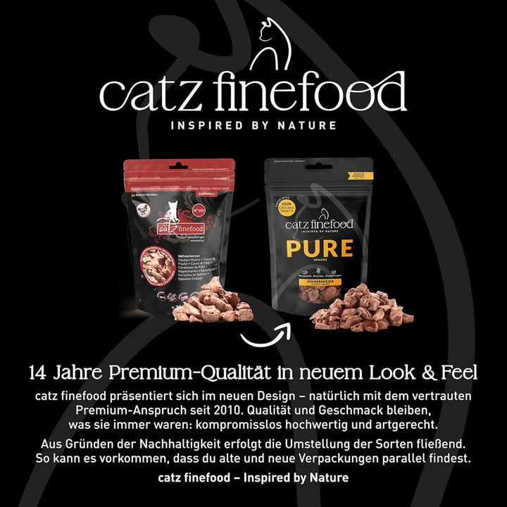 Catz finefood Purrrrly No. 103 Hühnerherzen, gefriergetrockneter Katzensnack/ Katzenleckerli, 6er Pa