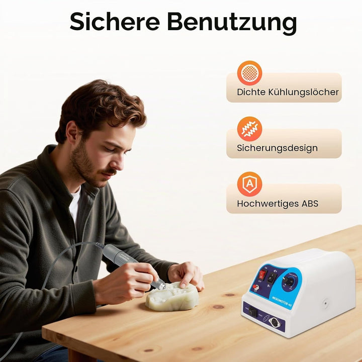 Labor Mikromotor, 80W Elektro-Mikromotor mit Handstück, Schleifen Poliere Mikromotor 0-45000rpm/min