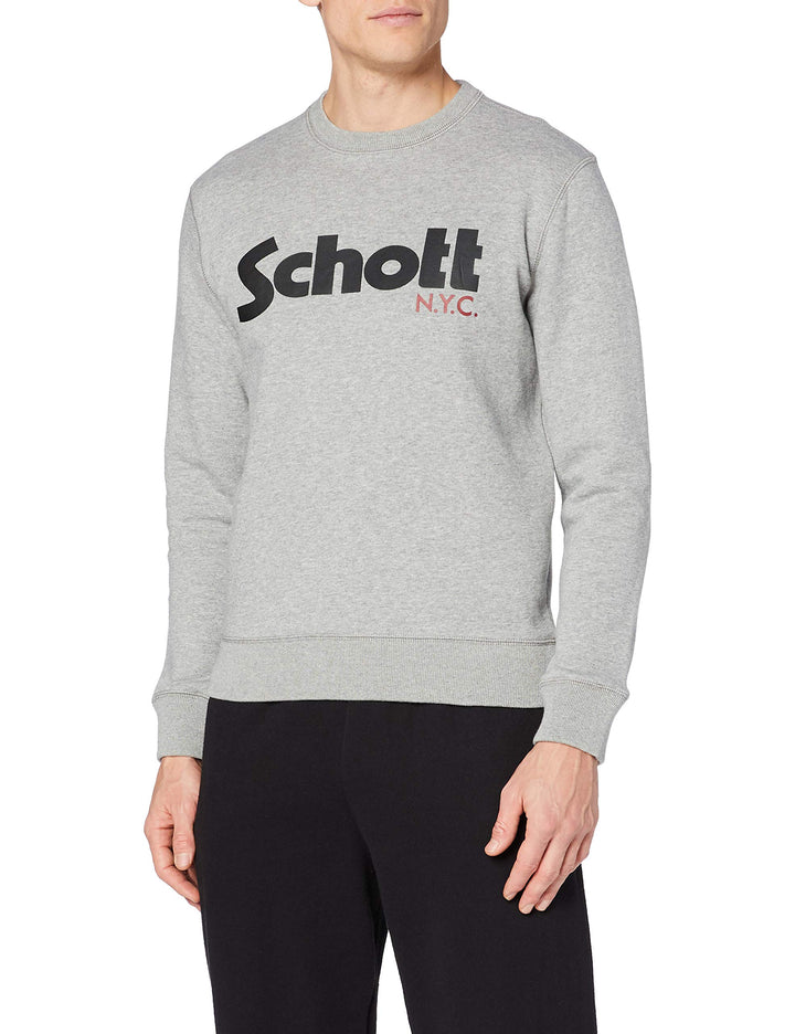 Schott NYC Herren Swcrew Sweatshirt, M Grau (Heat.grey Heat.grey)