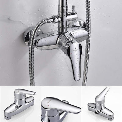 Ibergrif Roma, Duschsystem mit Regendusche, Brauseschlauch, Handbrause, Brausehalter, Duschstange, C