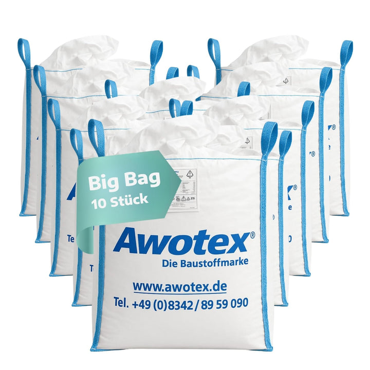 10 Stück Big Bag beschichtet in 90 x 90 x 110 cm I Säcke mit 4 Hebeschlaufen I mit 1000kg Traglast I