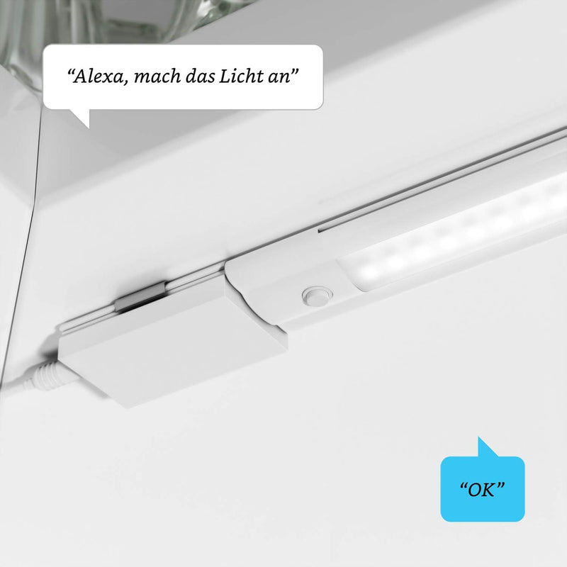 ledscom.de Smarte LED Unterbau-Leuchte SIRIS weiss matt mit Netzteil und WLAN-Controller, flach, Sma