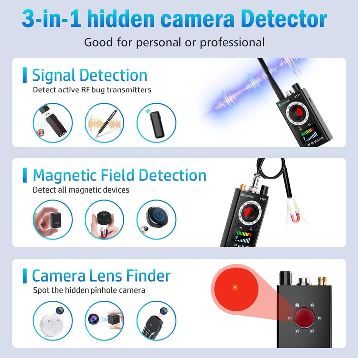 JMDHKK Multifunktionaler Privatschutz: Verborgene Kamera Detektor, Magnetischer GPS-Tracker Finder,