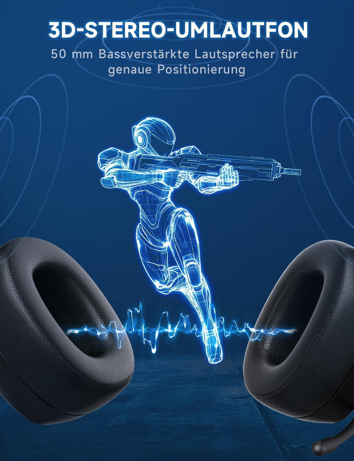 Gvyugke Wireless Gaming Headset für PS5/PS4/PC/Switch/Mac, 2.4GHz & Bluetooth 5.3 Kabellos (≤20ms) &