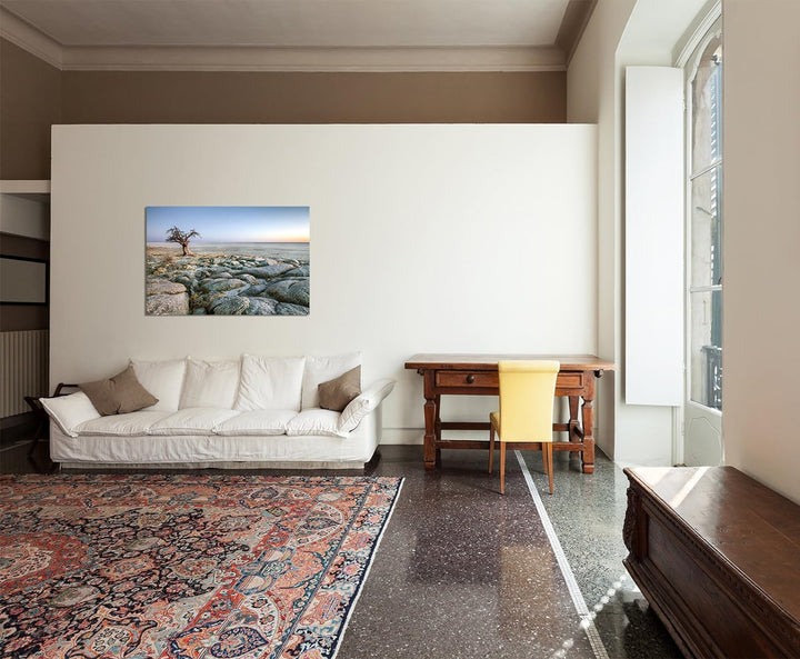 Paul Sinus Art 120x80cm - WANDBILD Affenbrotbaum Steine Afrika - Leinwandbild auf Keilrahmen modern