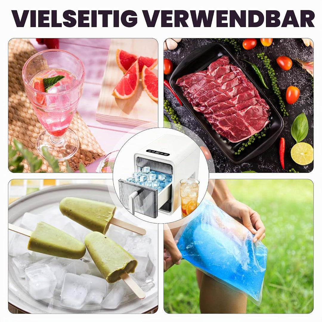 Eiswürfelmaschine klein, Portable Eiswürfelbereiter selbstreinigend, 12 Würfel in 10 Minuten fertig,