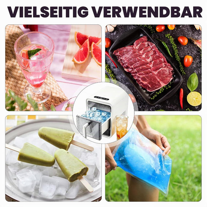 Eiswürfelmaschine klein, Portable Eiswürfelbereiter selbstreinigend, 12 Würfel in 10 Minuten fertig,