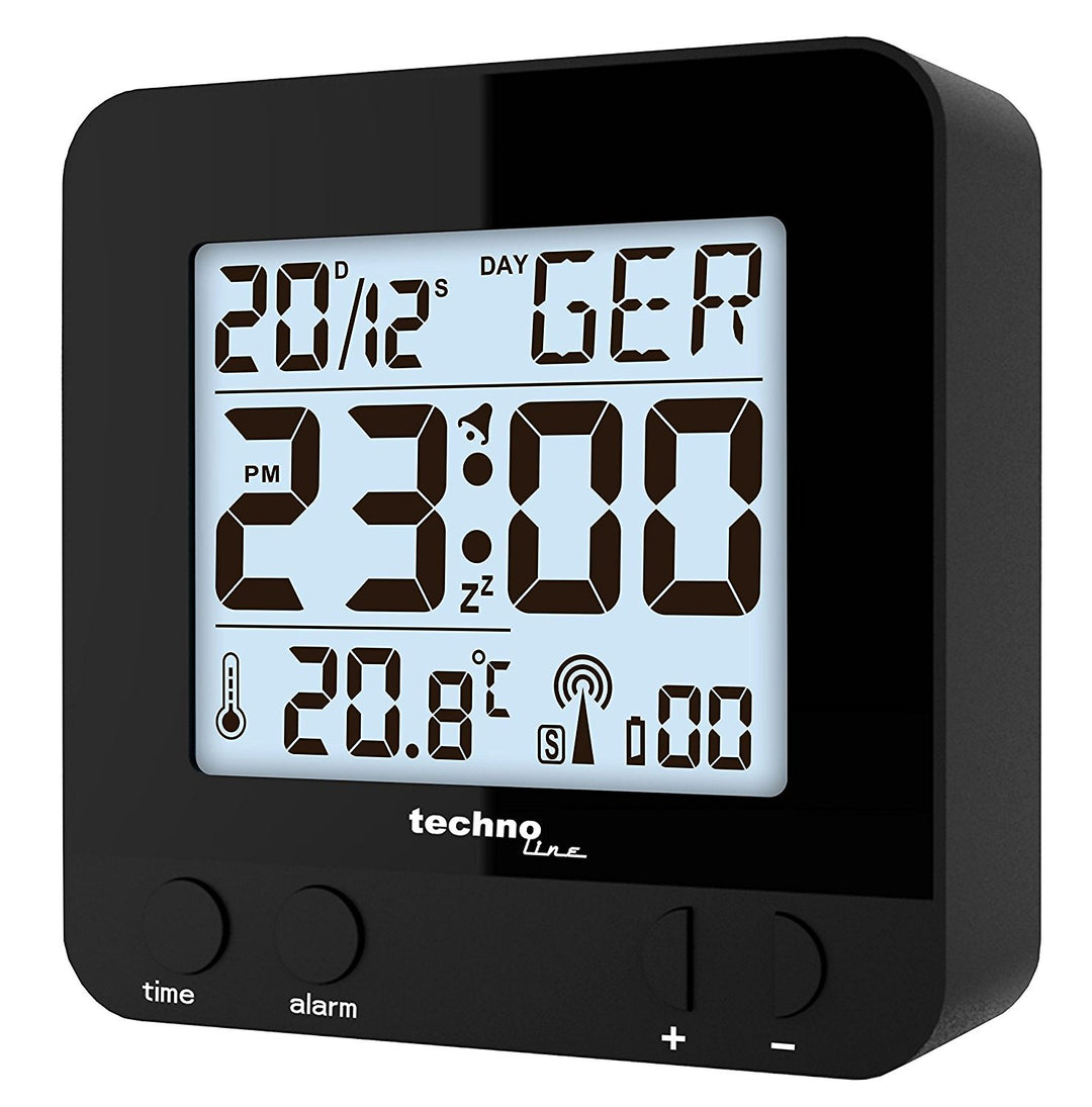 Technoline WT 235 Funkwecker mit Touchsensor, 8 x 2.5 x 8 cm (schwarz mit Batterien)