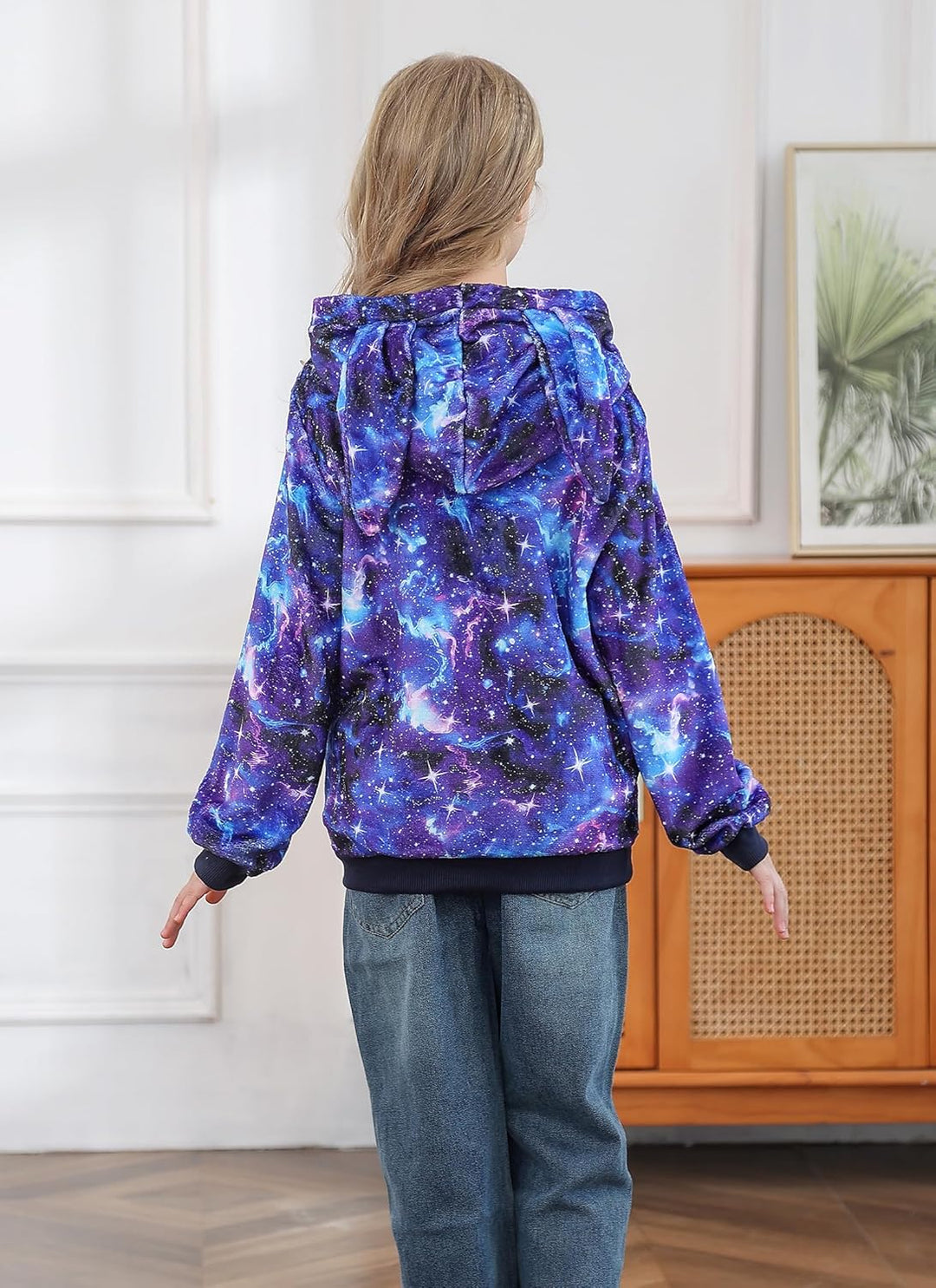 Fanient Pullover Mädchen Flauschiges Fleece Kapuzenpullover Kinder Hasenohr Hoodie mit Kängurutasche