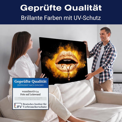 wandmotiv24 Leinwandbild 260 g/m² - Kunstdruck auf Leinwand - Wandkunst - Wandbild mit Frauen Lippen