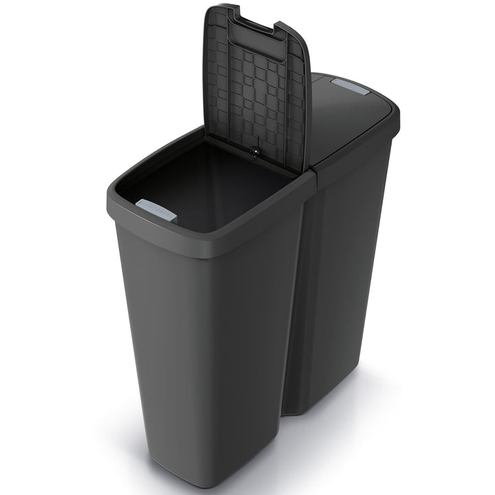 Monzana® Mülleimer Küche 50L 2 Fächer mit Deckel Druckknopf Abfalleimer Büro Papierkorb Biomüll Gelb