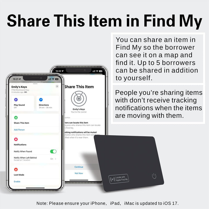 Reyke Wallet-Tracker-Karte, kompatibel mit Apple Find My, 2er-Pack, flach | Flache, wiederaufladbare