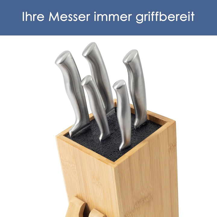 Hanseküche Universal Messerblock unbestückt – Premium Messerhalter aus nachhaltigem Bambus mit Borst
