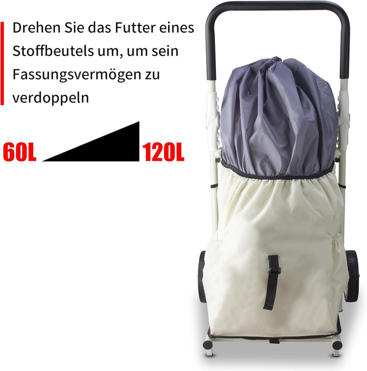 Einkaufstrolley, Klappbarer bis 50kg Einkaufswagen 120L Einkaufstasche Shoppingtrolley Handwagen für