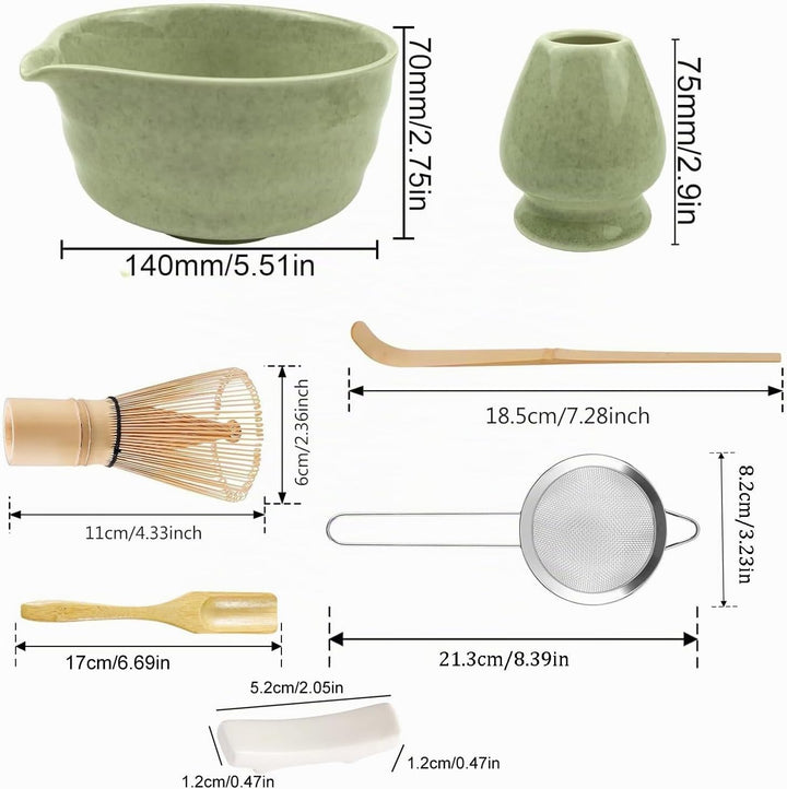 Matcha Tea Set,7 Piece Matcha Besen Set, with Matcha Whisk, Broom,Matcha Schale,Matcha Bowl with Spo