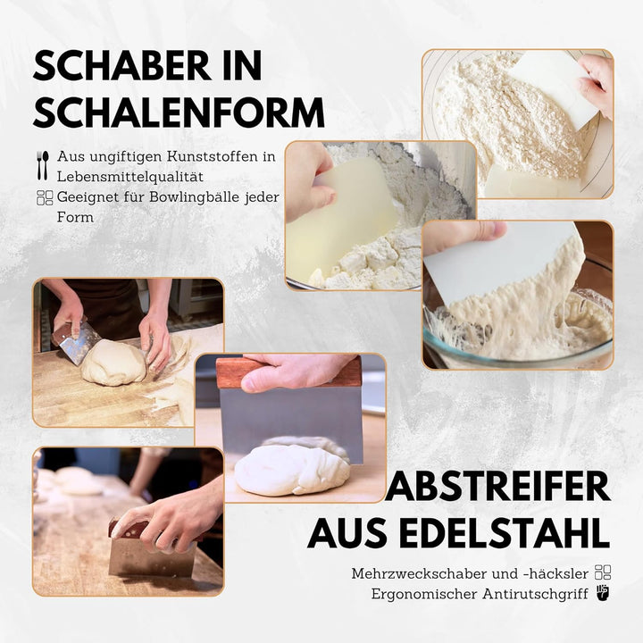 Gärkörbchen 2er-Set – Rund & Oval Gärkörbe aus 100% Rattan zum Brotbacken inkl. Brotbackzubehör: Lei