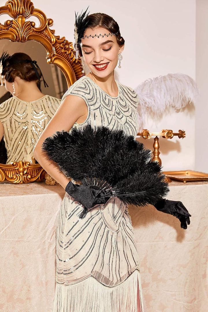 BABEYOND Damen Kleid voller Pailletten 20er Stil Runder Ausschnitt Inspiriert von Great Gatsby Kostü