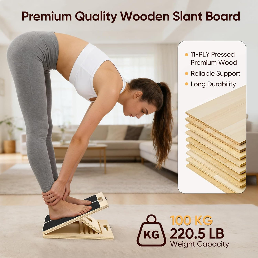 Wadendehner, Portable Wooden Slant Board mit Einstellbaren Winkeln, Stretch Board for Wadendehnung,